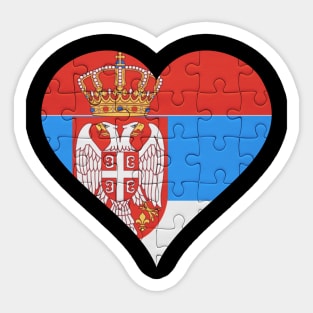 Serbian Jigsaw Puzzle Heart Design - Gift for Serbian With Serbia Roots Sticker